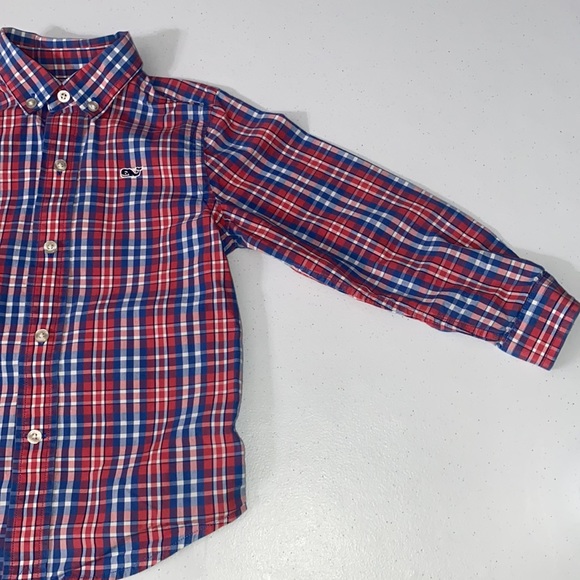 Vineyard Vines Toddler Boy Long Sleeve Button Down Plaid Dressy Shirt Size 4t - Picture 3 of 10